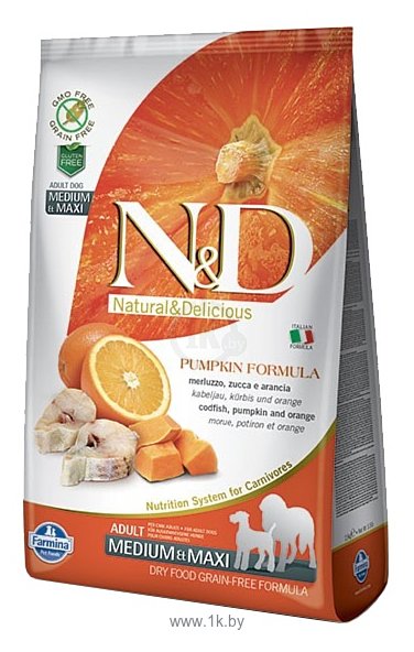 Фотографии Farmina (2.5 кг) N&D Grain-Free Canine Pumpkin Codfish & Orange Adult Medium & Maxi