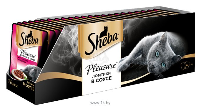 Фотографии Sheba Pleasure ломтики в соусе из говядины и кролика (0.085 кг) 24 шт.