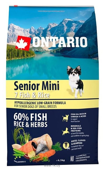 Фотографии Ontario (6.5 кг) Senior Mini 7 Fish & Rice