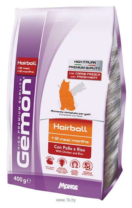 Фотографии Gemon Cat Hairball с курицей и рисом (0.4 кг)