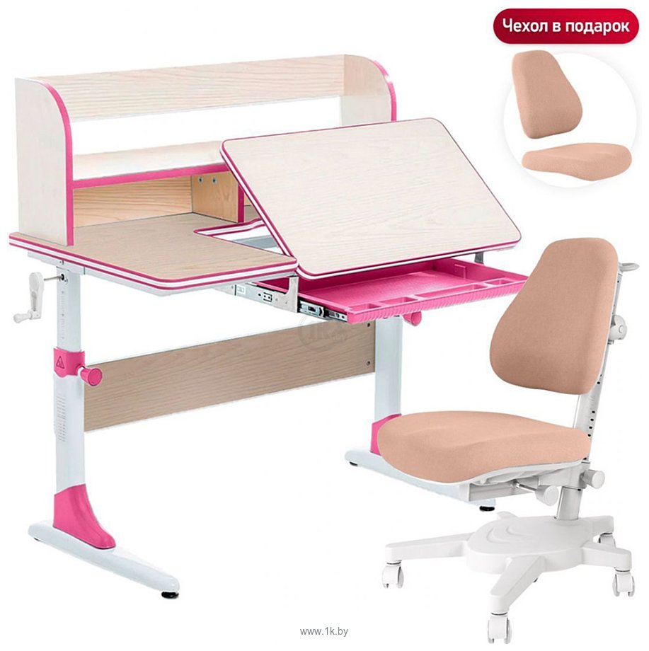 Фотографии Anatomica Study-100 Lux + органайзер со светло-розовым креслом Armata (клен/розовый)