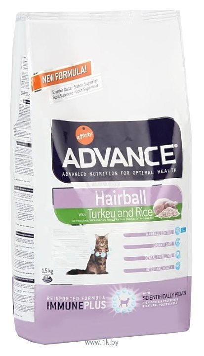 Фотографии Advance Cat Hairball индейка и рис (1.5 кг)