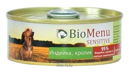 Фотографии BioMenu (0.1 кг) 1 шт. Sensitive консервы для собак с индейкой и кроликом