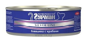 Фотографии Четвероногий Гурман Silver line Говядина с крабами для кошек (0.1 кг) 24 шт.