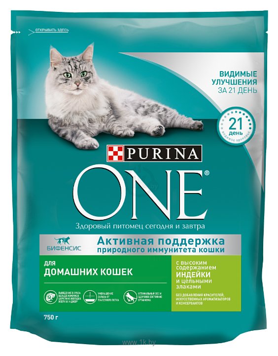 Фотографии Purina ONE Для домашних кошек с высоким содержанием Индейки и цельными злаками (0.75 кг)
