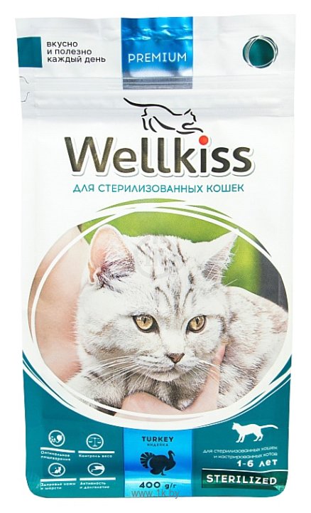 Фотографии Wellkiss (0.4 кг) Индейка для стерилизованных кошек пакет
