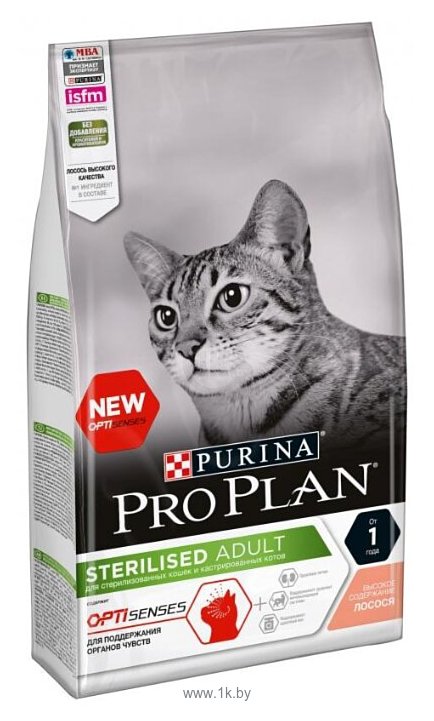 Фотографии Purina Pro Plan (1.5 кг) Sterilised Adult Salmon dry OPTISenses (для поддержания органов чувств)