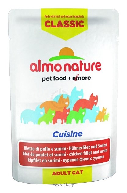 Фотографии Almo Nature (0.055 кг) 1 шт. Classic Cuisine Adult Cat Chicken fillet and surimi