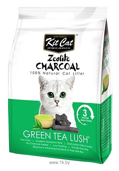 Фотографии Kit Cat Zeolite Charcoal Green Tea Lush 4кг