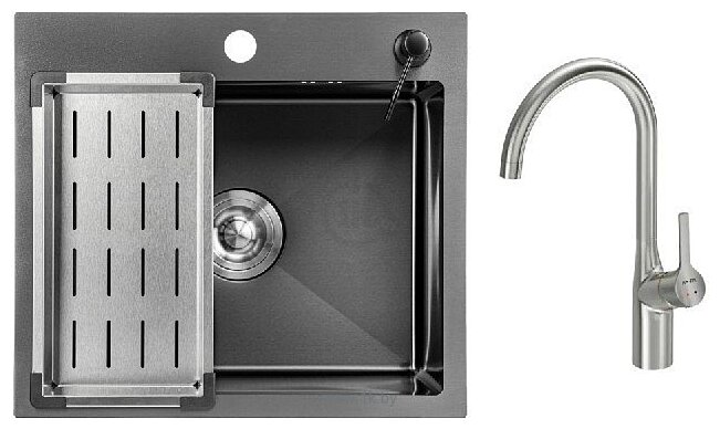 Фотографии Saniteco 5045 Nano + смеситель Spike (с сифоном, дозатором и коландером) Фотографии Saniteco 5045 Nano + смеситель Spike (с сифоном, дозатором и коландером)