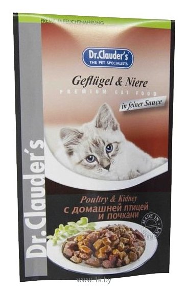 Фотографии Dr. Clauder's Premium Cat Food пауч домашняя птица и почки (0.1 кг) 1 шт.