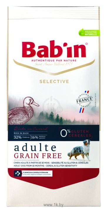 Фотографии Bab'in (3 кг) Selective Adulte Grain Free Canard