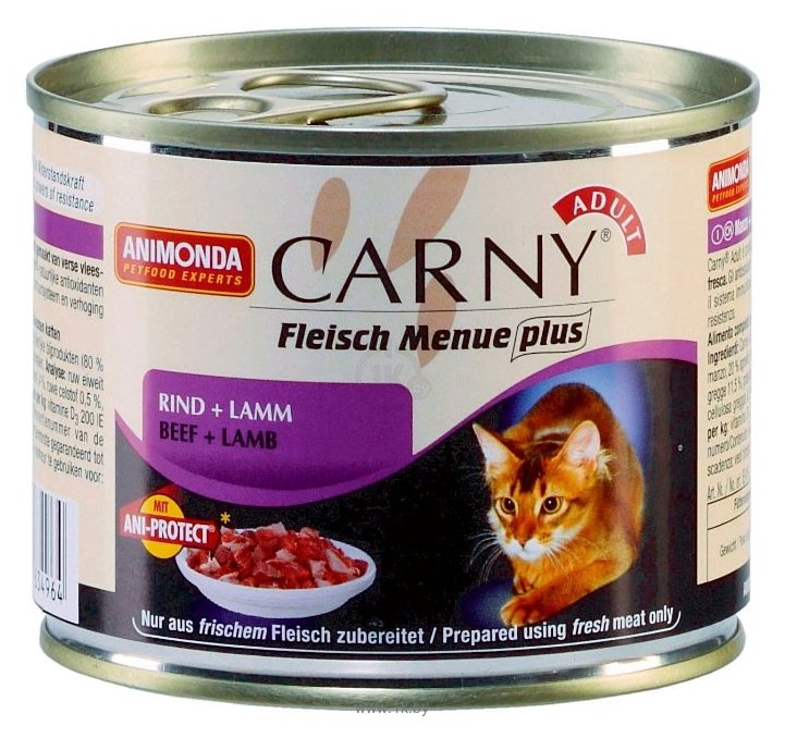 Фотографии Animonda Carny Fleisch Menue plus Adult для кошек с говядиной и ягненком (0.2 кг) 1 шт.