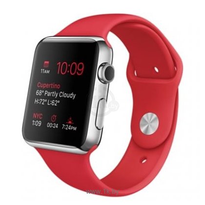 Фотографии Apple Watch Sport 42mm Silver with Red Sport Band (MLLE2)