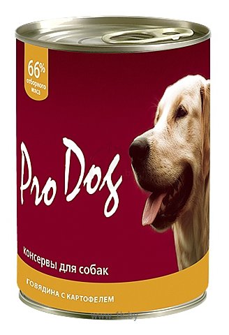 Фотографии Pro Dog Для собак говядина с картофелем консервы (0.4 кг) 1 шт.