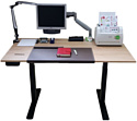 ErgoSmart Unique Ergo Desk 1380x800x18мм (бетон Чикаго светло-сер./черный)