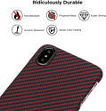 Pitaka MagEZ для iPhone Xs (twill, черный/красный)