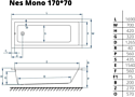 Excellent Ness Mono 170x70 с ножками