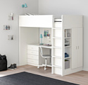 Ikea Стува/Фритидс 200x90 (4 ящика, 2 дверцы, бел/бел) 592.621.65