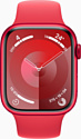 Apple Watch Series 9 45 мм (алюминиевый корпус, красный/красный, спортивный силиконовый ремешок M/L)