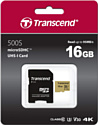 Transcend microSDHC 500S 16GB + адаптер