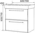 MarkaOne Тумба VisBaden 60 У72755 под умывальник Q60 (черный камень)