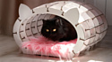 EWA «Кошкин дом» белый каркас — розовый мех