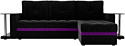 Craftmebel Атланта М угловой 2 стола (боннель, правый, черный вельвет)