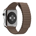 Apple Watch 42mm Stainless Steel with Light Brown Leather Loop (MJ402)