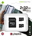 Kingston Canvas Select Plus microSDHC 2x32GB (с адаптером)