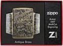 Zippo 49035 Armor Freedom Skull Antique Brass