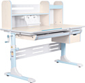 Anatomica Genius + надстройка + выдвижной ящик + подставка для книг с креслом Бюрократ KD-2 цвета голубой (клен/голубой)