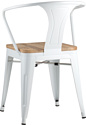 Stool Group Tolix ARM wood c подлокотниками (белый)