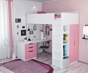Polini Kids Simple с письменным столом и шкафом (белый/розовый)