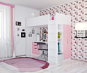 Polini Kids Simple с письменным столом и шкафом (белый/розовый)
