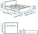 Ikea Мальм 200x180 (2 ящика, белый, Лурой) 192.110.50