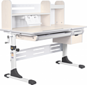 Anatomica Genius + надстройка + выдвижной ящик + подставка для книг с креслом Бюрократ KD-2 цвета джинса (клен/серый)