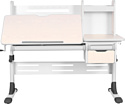 Anatomica Genius + надстройка + выдвижной ящик + подставка для книг с креслом Бюрократ KD-2 цвета розовый (клен/серый)