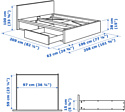 Ikea Мальм 200x160 (2 ящика, белый, Лурой) 692.110.19