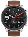 Amazfit GTR 47mm stainless steel case, leather strap