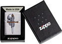 Zippo Brushed Chrome Sword Skull Design 49488