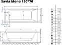 Excellent Savia Mono 150x70 с ножками