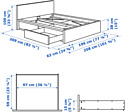 Ikea Мальм 200x180 (2 ящика, коричневый/ясеневый,Леирсунд) 092.109.04