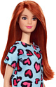 Barbie Рыжая в голубом платье с сердечками GHW48