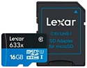 Lexar microSDHC Class 10 UHS Class 1 633x 16GB + SD adapter