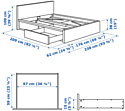 Ikea Мальм 200x160 (2 ящика, коричневый ясень, Лурой) 592.108.93