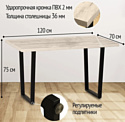 Millwood Лофт Уэльс Л 120x70x75 (36 мм, бетон/металл черный)