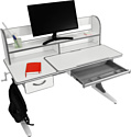 Anatomica Study-120 Lux + надстройка + органайзер + ящик с серым креслом Armata Duos (белый/серый)