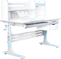 Anatomica Genius + надстройка + выдвижной ящик + подставка для книг с креслом Бюрократ KD-2 цвета голубой (белый/голубой)