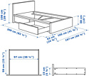 Ikea Мальм 200x90 (2 ящика, дубовый шпон/беленый,Леирсунд) 292.278.85